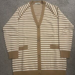 Max Mara Resort 2024 Striped Beige Cardigan Sweater